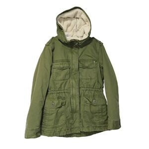 American Eagle Olive Green Sherpa-Hooded Utility Chore Jacket Large Streetwear